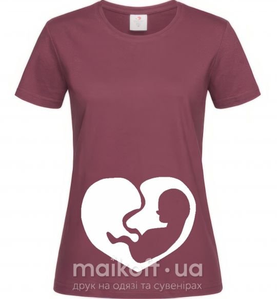 Женская футболка BABY в животике Бордовый фото