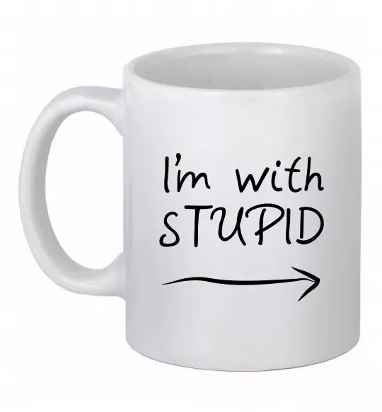 Чашка керамічна I'M WITH STUPID Білий фото