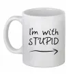 Чашка керамічна I'M WITH STUPID Білий фото