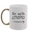 Чашка с цветной ручкой I'M WITH STUPID Золото фото