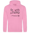 Жіноча толстовка (худі) I'M WITH STUPID Рожевий фото