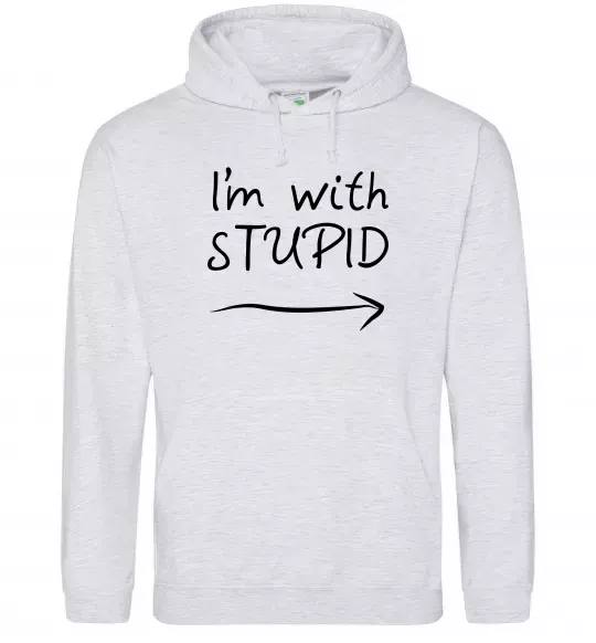 Женская толстовка (худи) I'M WITH STUPID Серый меланж фото