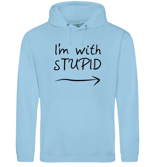 Жіноча толстовка (худі) I'M WITH STUPID Блакитний фото