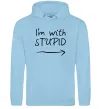 Жіноча толстовка (худі) I'M WITH STUPID Блакитний фото