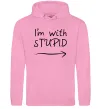 Чоловіча толстовка (худі) I'M WITH STUPID Рожевий фото