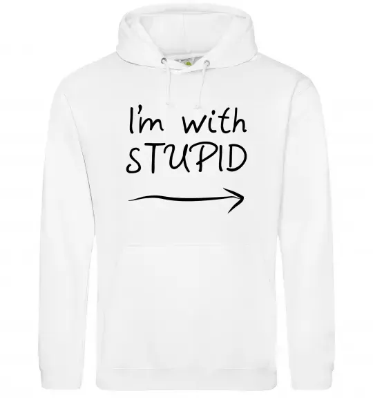 Мужская толстовка (худи) I'M WITH STUPID Белый фото