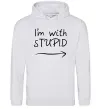 Мужская толстовка (худи) I'M WITH STUPID Серый меланж Мужская толстовка (худи) I'M WITH STUPID Серый меланж фото