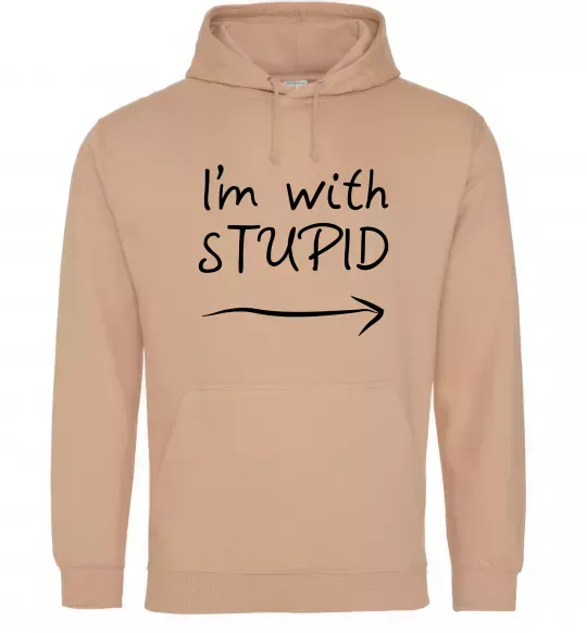 Мужская толстовка (худи) I'M WITH STUPID Песочный фото