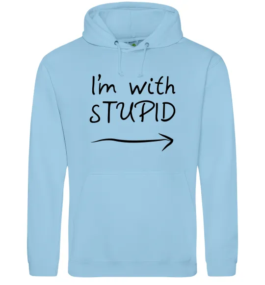Чоловіча толстовка (худі) I'M WITH STUPID Блакитний фото