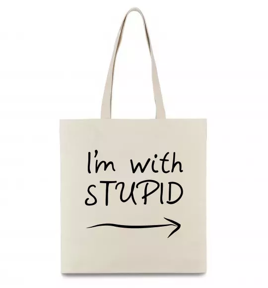 Еко-сумка I'M WITH STUPID Бежевий фото