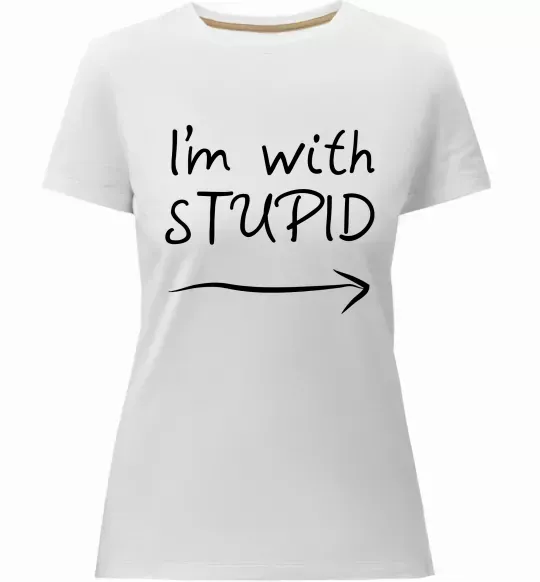 Женская премиум футболка I'M WITH STUPID Белый фото
