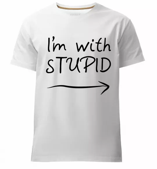 Мужская премиум футболка I'M WITH STUPID Белый фото