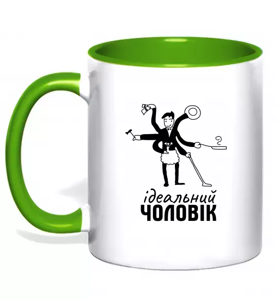 Чашка з кольоровою ручкою Ідеальний чоловік (майстер на всі руки) Зелений фото
