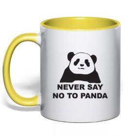 Чашка с цветной ручкой Never say no to panda