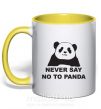 Чашка с цветной ручкой Never say no to panda Солнечно желтый фото