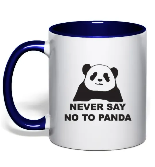 Чашка с цветной ручкой Never say no to panda Глубокий темно-синий фото