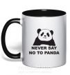 Чашка з кольоровою ручкою Never say no to panda Чорний фото