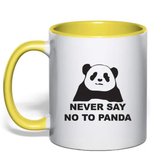 Чашка з кольоровою ручкою Never say no to panda Лимонний фото