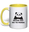 Чашка з кольоровою ручкою Never say no to panda Лимонний фото