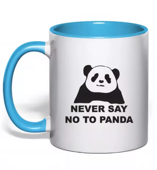 Чашка с цветной ручкой Never say no to panda Голубой фото