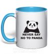 Чашка з кольоровою ручкою Never say no to panda Блакитний фото