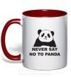 Чашка з кольоровою ручкою Never say no to panda Червоний фото