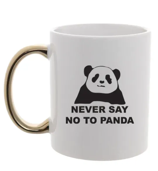 Чашка с цветной ручкой Never say no to panda Золото фото