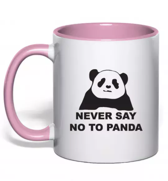 Чашка с цветной ручкой Never say no to panda Нежно розовый фото