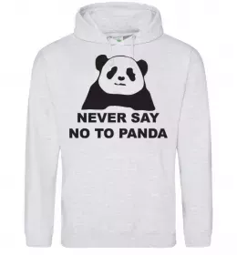 Мужская толстовка (худи) Never say no to panda Серый меланж фото
