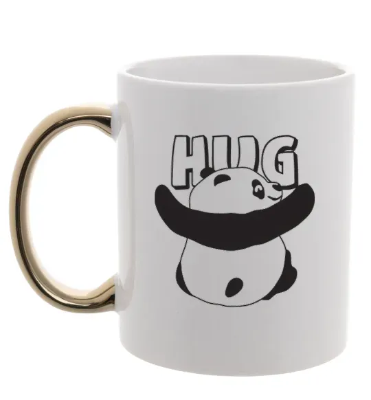 Чашка с цветной ручкой HUG Золото фото