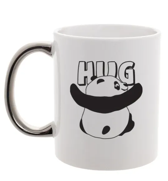 Чашка с цветной ручкой HUG Серебро фото