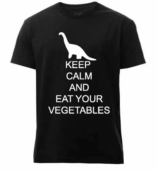 Мужская премиум футболка KEEP CALM AND EAT VEGETABLES Черный фото