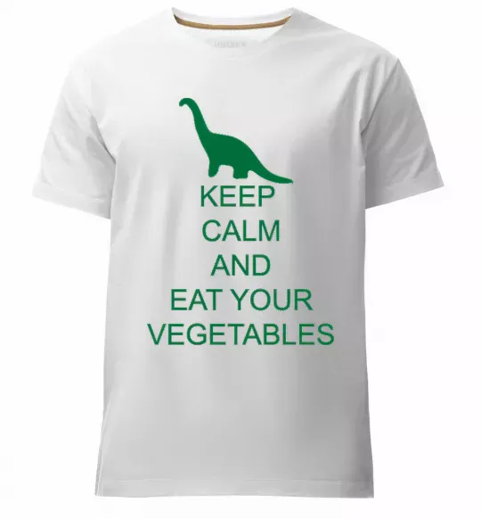 Мужская премиум футболка KEEP CALM AND EAT VEGETABLES Белый фото