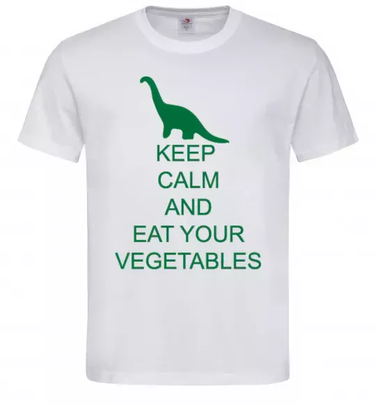 Мужская футболка KEEP CALM AND EAT VEGETABLES Белый фото