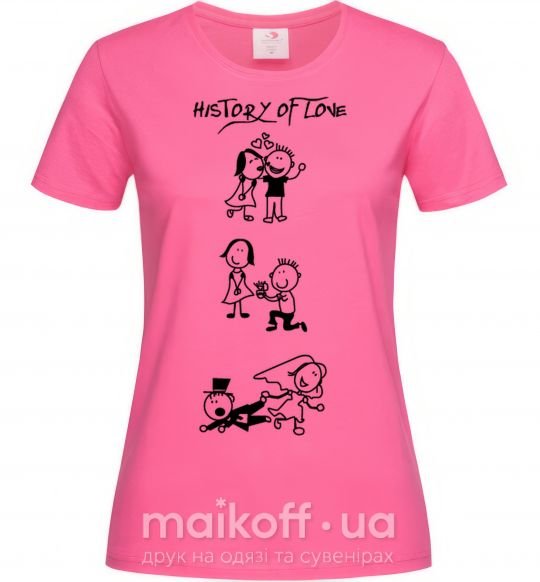 Жіноча футболка HISTORY OF LOVE Яскраво-рожевий фото
