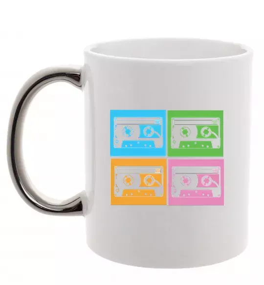 Чашка с цветной ручкой audiocassette Серебро фото