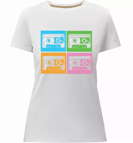 Жіноча преміум футболка audiocassette Білий фото