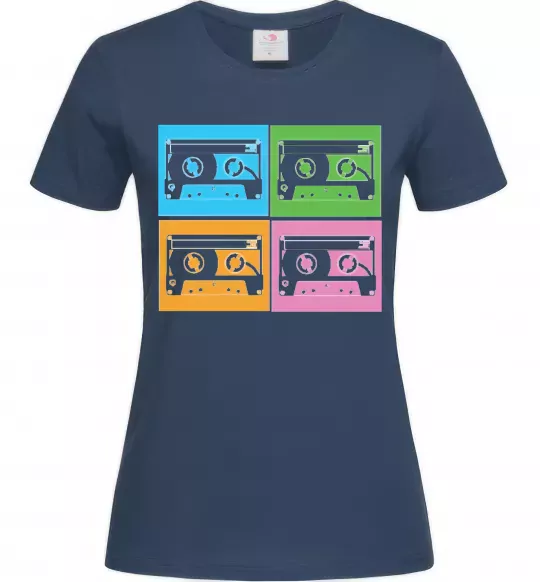 Жіноча футболка audiocassette Темно-синій фото