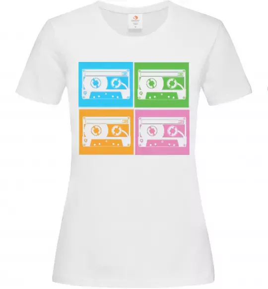 Жіноча футболка audiocassette Білий фото