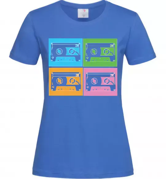 Жіноча футболка audiocassette Яскраво-синій фото