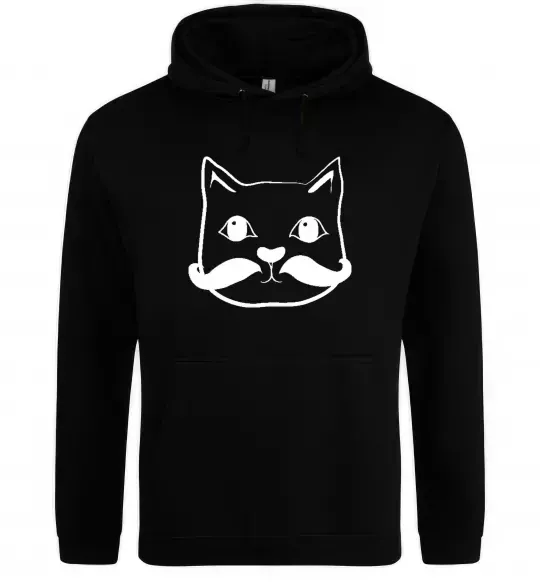 Женская толстовка (худи) Кіт з вусами Черный фото