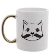 Чашка з кольоровою ручкою Кіт з вусами Золото фото