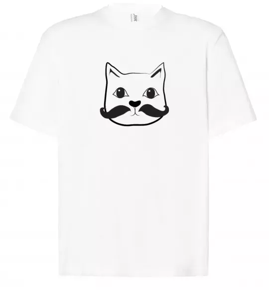 Футболка Оверсайз Кіт з вусами Белый фото