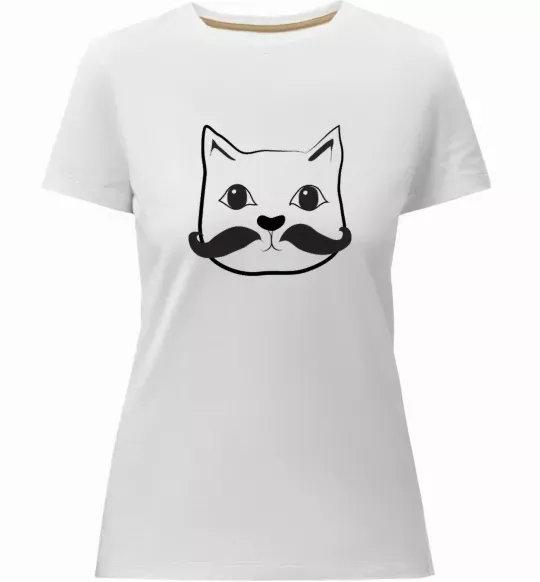 Женская премиум футболка Кіт з вусами Белый фото