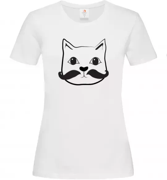Женская футболка Кіт з вусами Белый фото