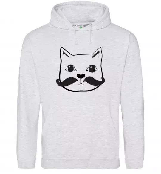 Женская толстовка (худи) Кіт з вусами Серый меланж фото