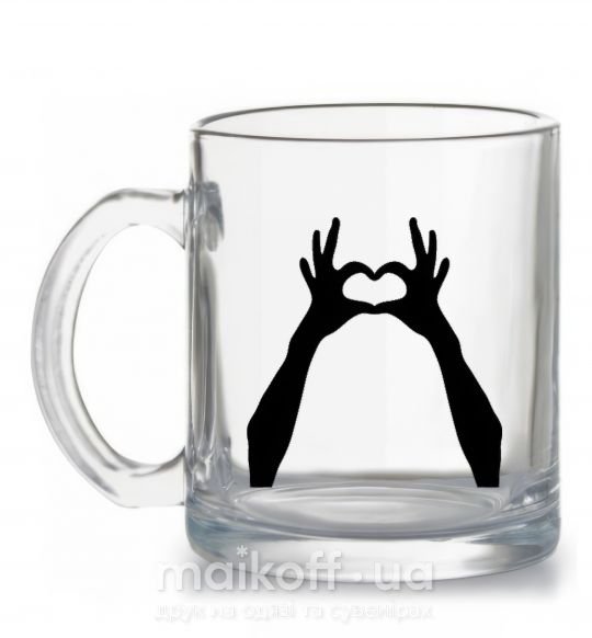 Чашка скляна HANDS Прозорий фото