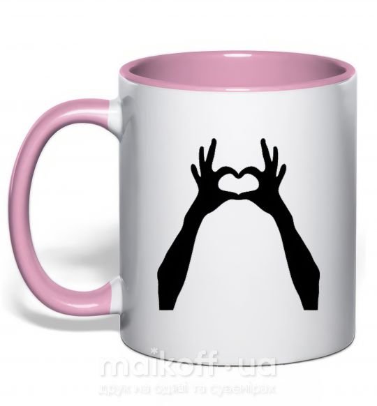 Чашка с цветной ручкой HANDS Нежно розовый фото