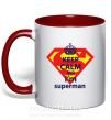 Чашка с цветной ручкой Keep calm and i'm superman Красный фото