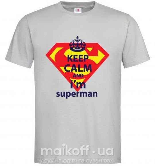 Мужская футболка Keep calm and i'm superman Серый фото